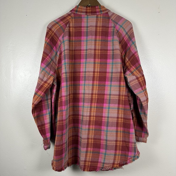 We the Free People Women's M Plaid Tunic Shirt Flannel Pockets Summer Daydream - Picture 2 of 8
